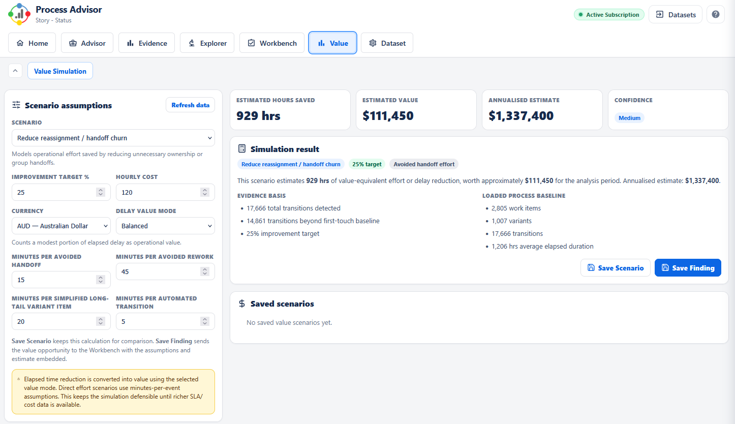 Value simulation screenshot
